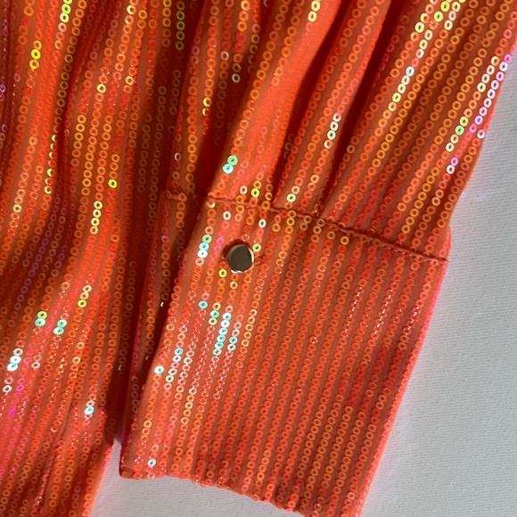 House of Harlow 1960 Orange Sequin Wrap Mini Dress NWT Size Small - Picture 3 of 6